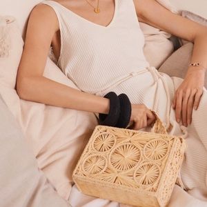 NWT MANGO HATHI RAFFIA SATCHEL